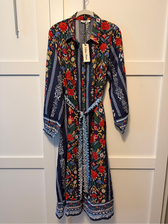 Celine Dresses & Skirts - Celine Navy Floral Long-Sleeve Shirt Dress